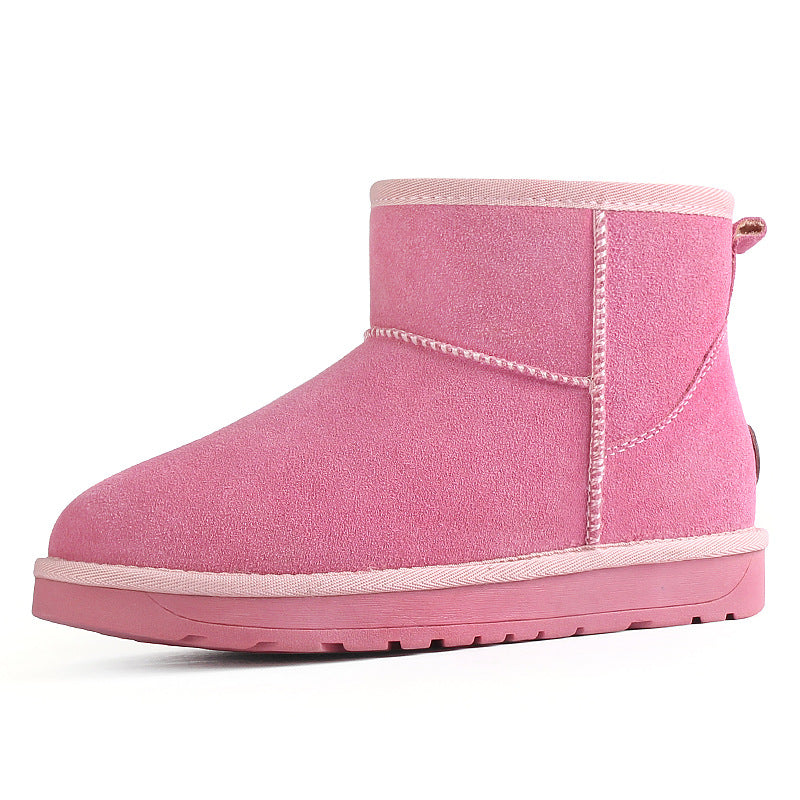 Cross-border snow boots new women's shoes cowhide plus velvet thick warm cotton shoes women cotton boots