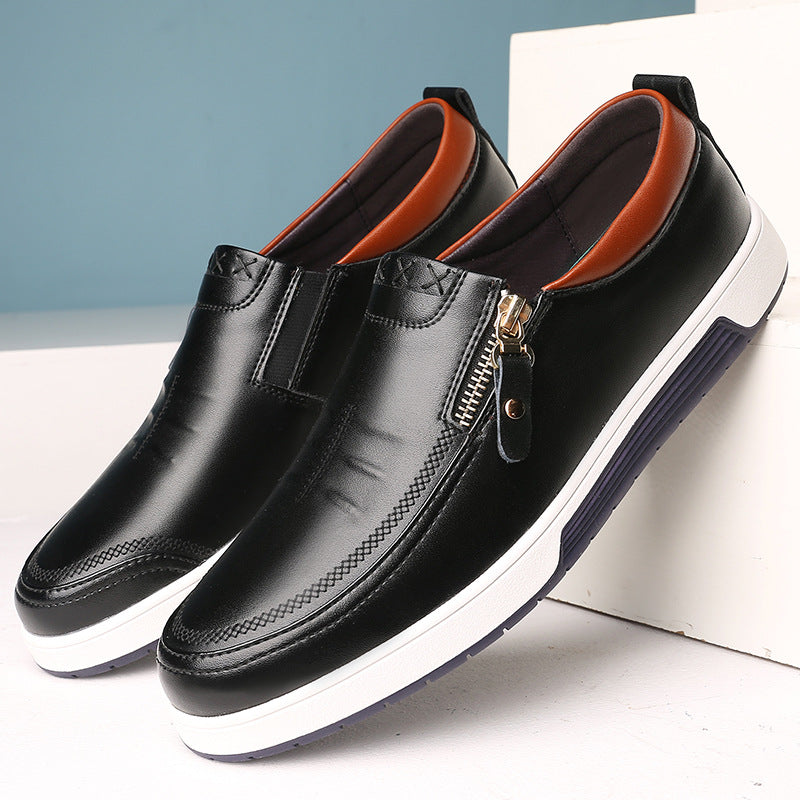 Korean version of the British zipper wear-resistant anti-skid cross-border size men's shoes