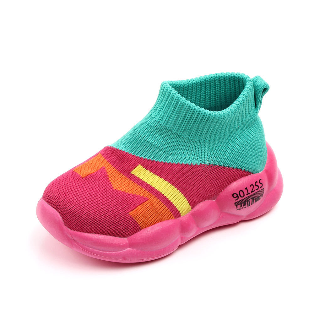 New breathable flying woven mesh children's casual shoes toddler breathable color matching children's shoes