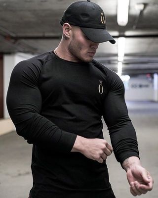 Muscle fitness running men's autumn new t-shirt sports leisure outdoor training tight long-sleeved pullover T-shirt