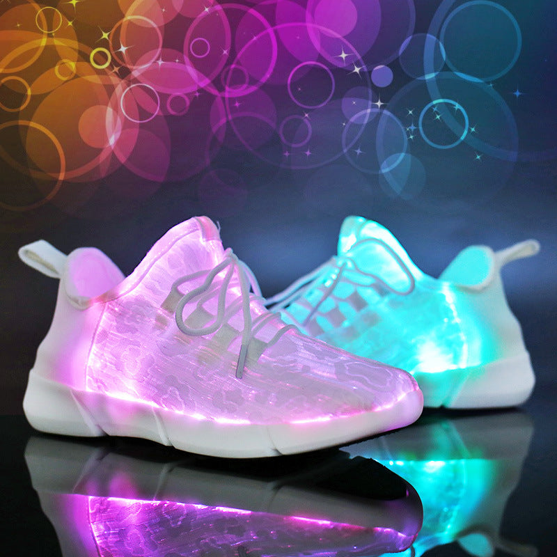 New Led Fiber Optic Shoes for girls and boys USB Recharge glowing Sneakers Man light up shoes