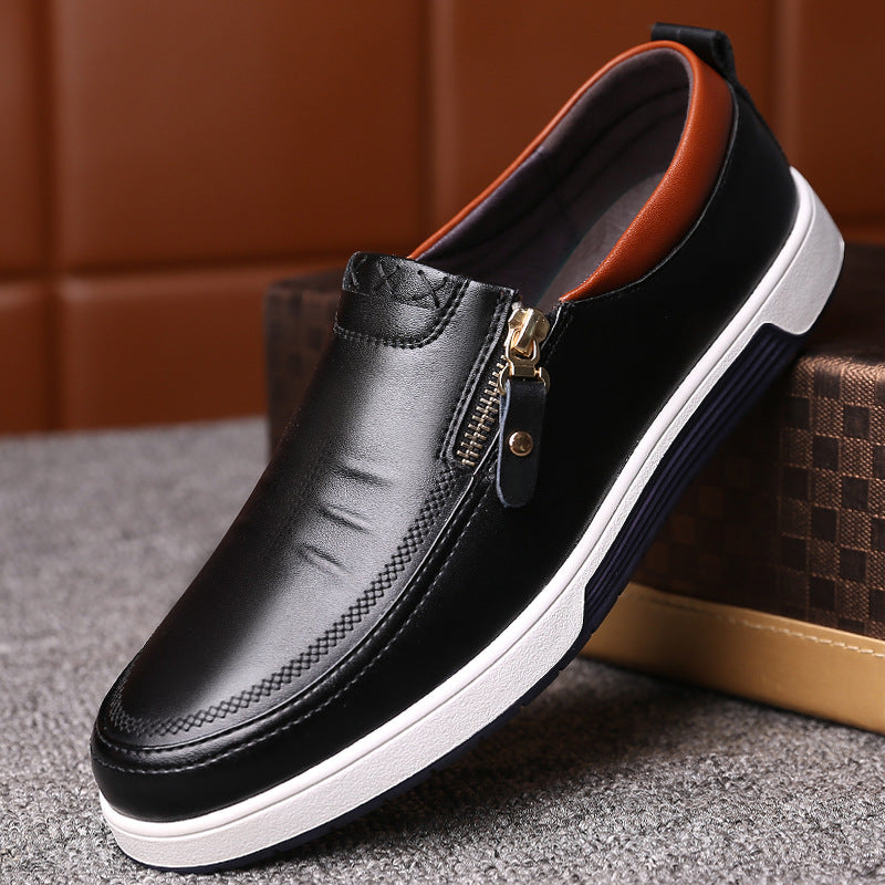 Korean version of the British zipper wear-resistant anti-skid cross-border size men's shoes