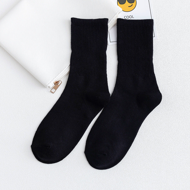 White long socks women's tube socks ins tide ulzzang autumn thin section two bars black sports couple socks