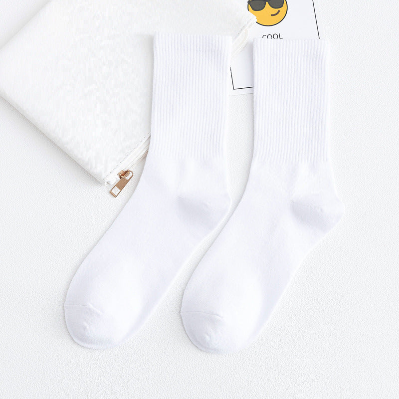 White long socks women's tube socks ins tide ulzzang autumn thin section two bars black sports couple socks