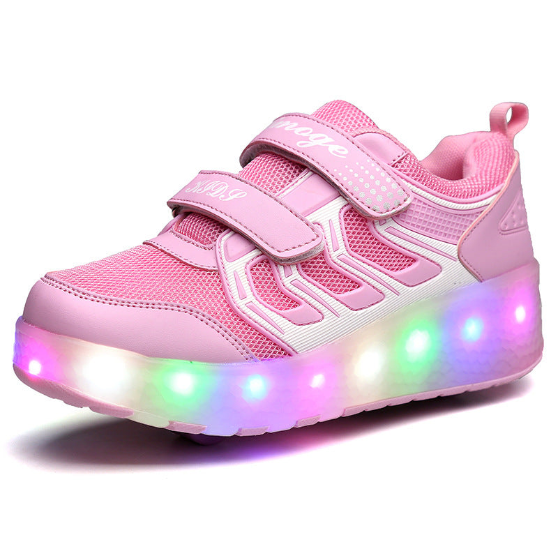 Cross-border two-wheeled Heelys shoes for children, smooth roller shoes, boys and girls, skates, lights, wheel shoes