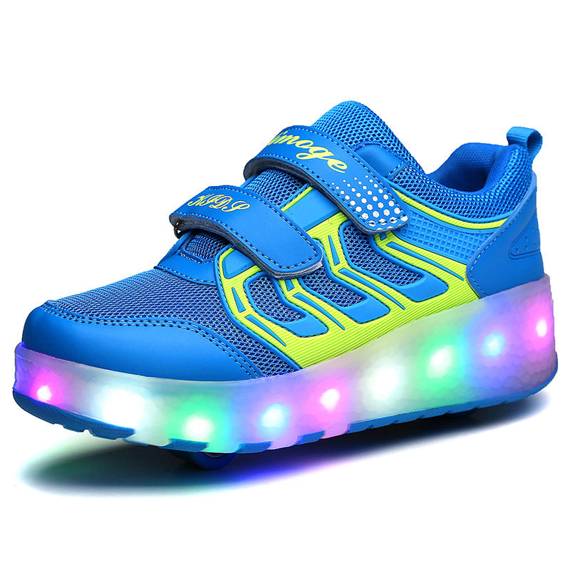 Cross-border two-wheeled Heelys shoes for children, smooth roller shoes, boys and girls, skates, lights, wheel shoes