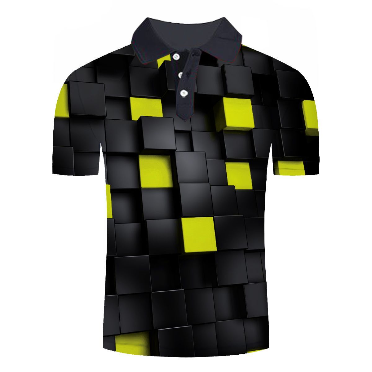 European and American men's 3D plaid printing short-sleeved T-shirt