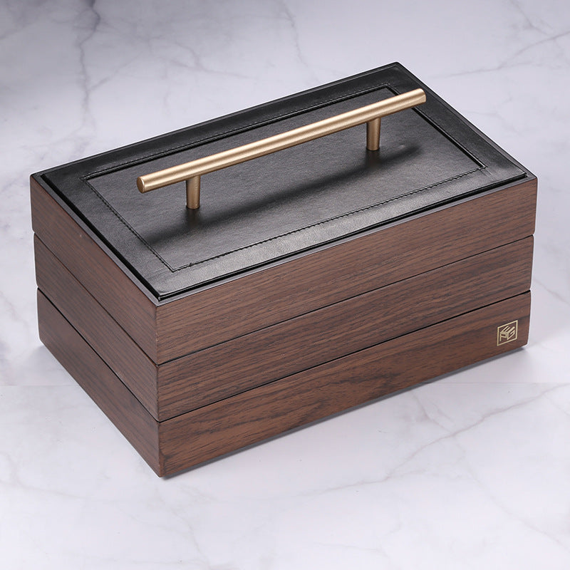 Luxury Jewellery Box Large-capacity Jewelry Box Retro Wooden Jewelry Storage Box European Three-tier Princess Jewelry Box