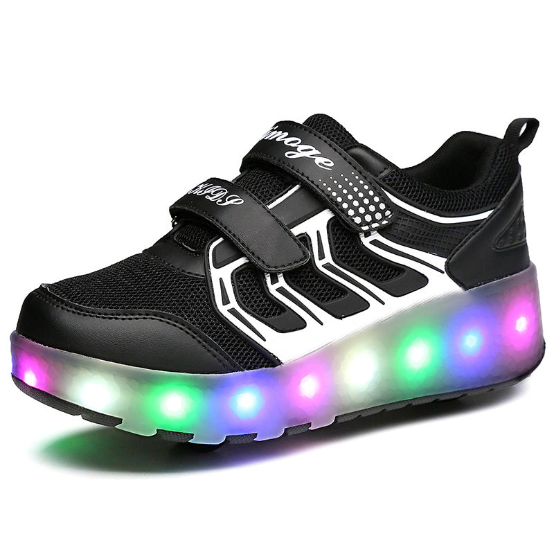 Cross-border two-wheeled Heelys shoes for children, smooth roller shoes, boys and girls, skates, lights, wheel shoes