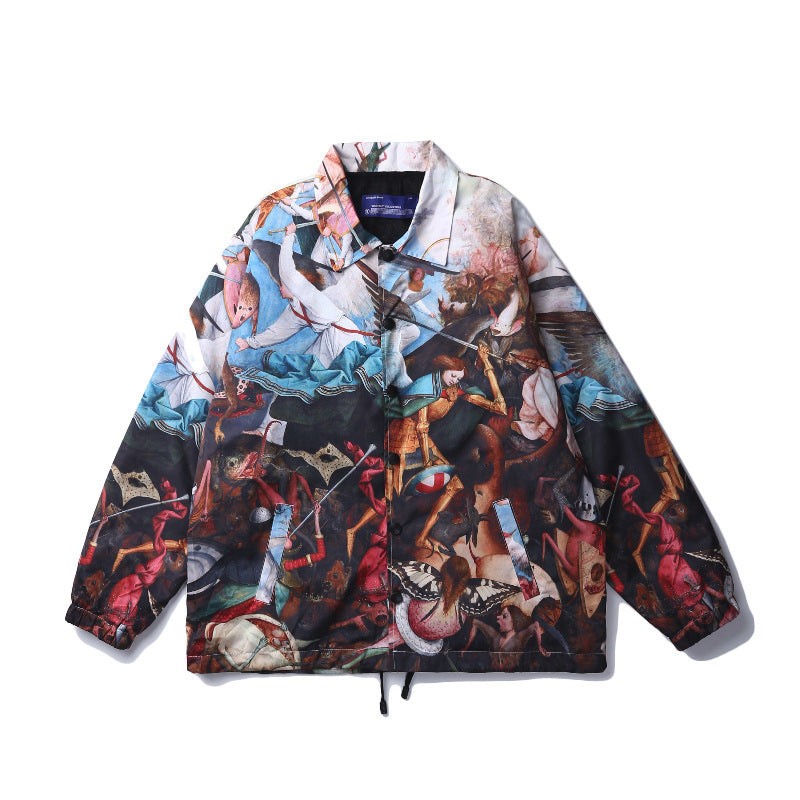 European and American fashion brand fallen angel rebellious oil painting print jacket