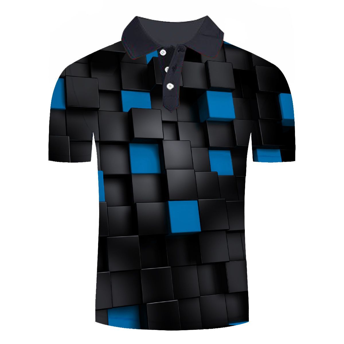 European and American men's 3D plaid printing short-sleeved T-shirt