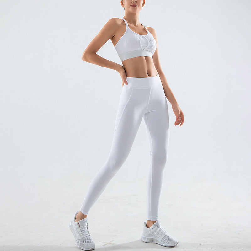 New style yoga suit running sports fitness beautiful back bra tight-fitting hip pants two-piece set