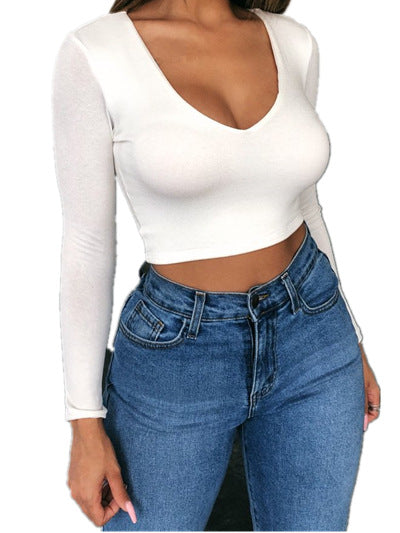 European and American new Underwear Sexy Slim V-neck Short tops