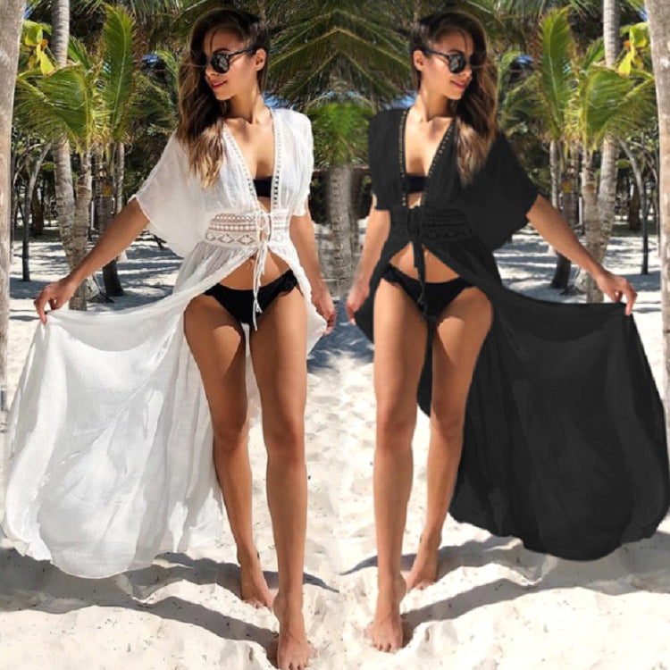 European and American beach blouse seaside holiday loose long skirt bikini cardigan beach skirt