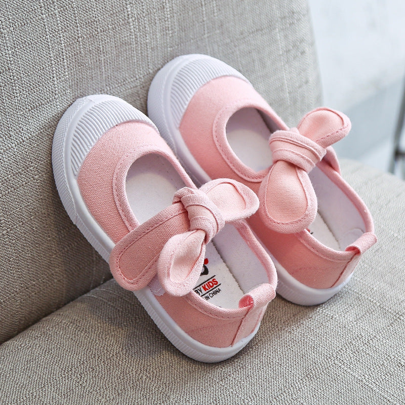 Korean fashion children's shoes children's canvas shoes bow baby shoes princess shoes girls casual shoes