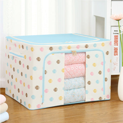 Transparent storage box Oxford cloth steel frame storage box washed quilt clothes large foldable storage box