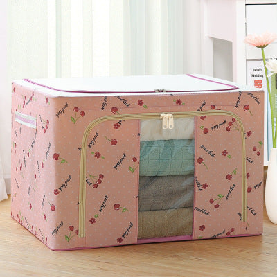 Transparent storage box Oxford cloth steel frame storage box washed quilt clothes large foldable storage box