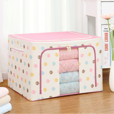 Transparent storage box Oxford cloth steel frame storage box washed quilt clothes large foldable storage box