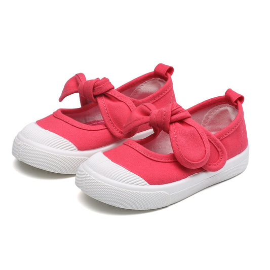 Korean fashion children's shoes children's canvas shoes bow baby shoes princess shoes girls casual shoes