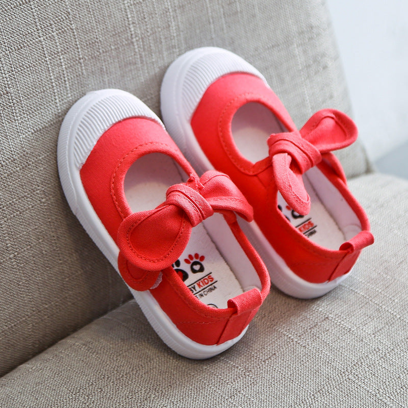 Korean fashion children's shoes children's canvas shoes bow baby shoes princess shoes girls casual shoes