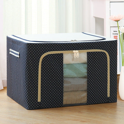 Transparent storage box Oxford cloth steel frame storage box washed quilt clothes large foldable storage box