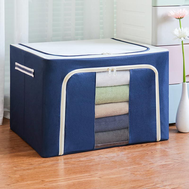 Transparent storage box Oxford cloth steel frame storage box washed quilt clothes large foldable storage box