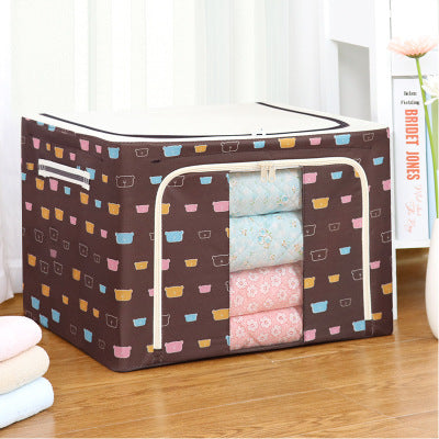 Transparent storage box Oxford cloth steel frame storage box washed quilt clothes large foldable storage box