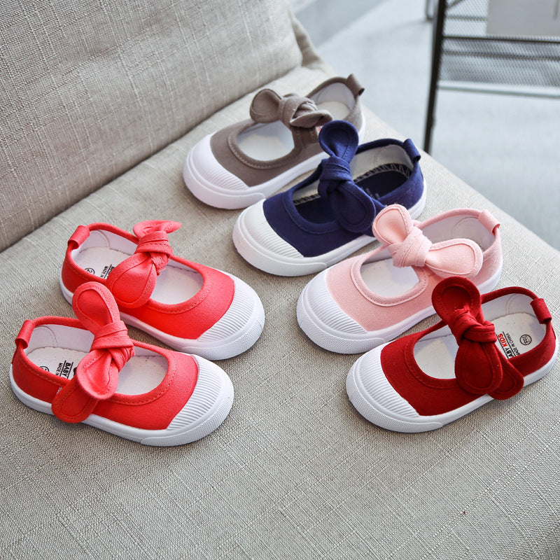 Korean fashion children's shoes children's canvas shoes bow baby shoes princess shoes girls casual shoes