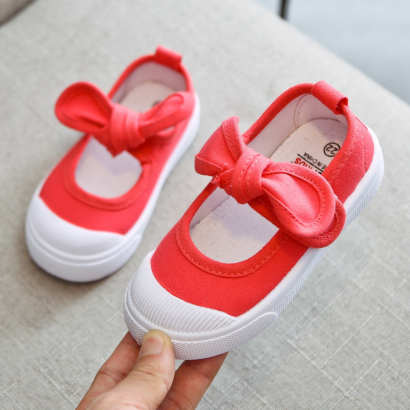 Korean fashion children's shoes children's canvas shoes bow baby shoes princess shoes girls casual shoes