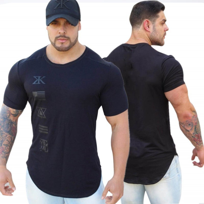 European and American style sports running elastic loose casual short-sleeved men's T-shirt