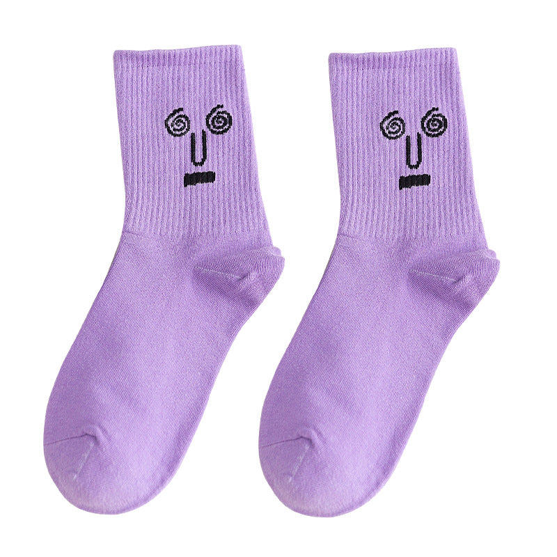 New cartoon middle tube socks for women funny cotton women's socks Korean style college trend socks