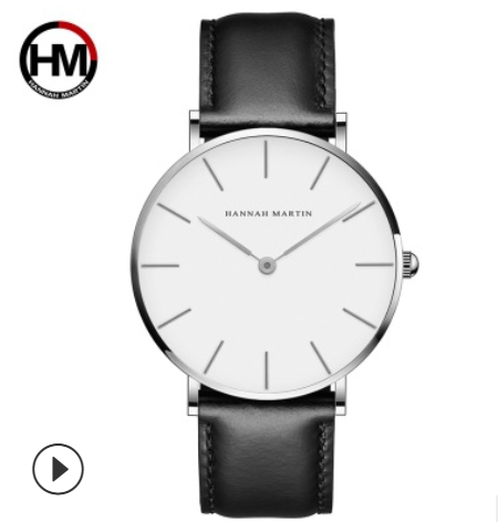 Men Leather Waterproof Wristwatch Women Dress Fashion Japan Quartz Movement Saat