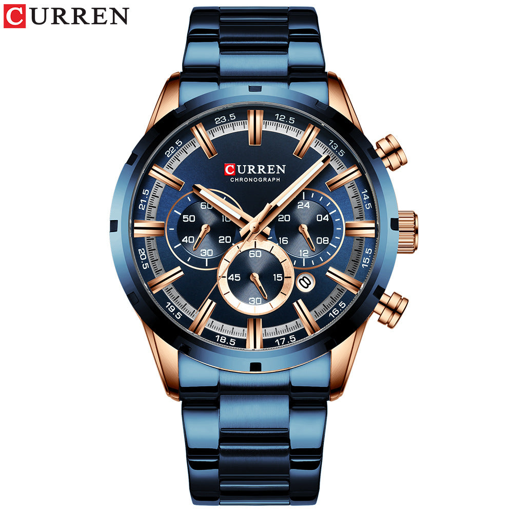 Curren / Karien new 8355 men's watch waterproof quartz six-pin calendar steel belt business men's watch