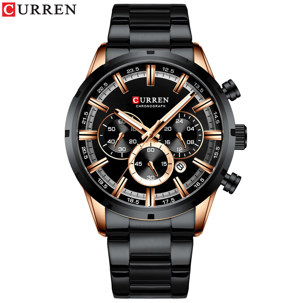 Curren / Karien new 8355 men's watch waterproof quartz six-pin calendar steel belt business men's watch