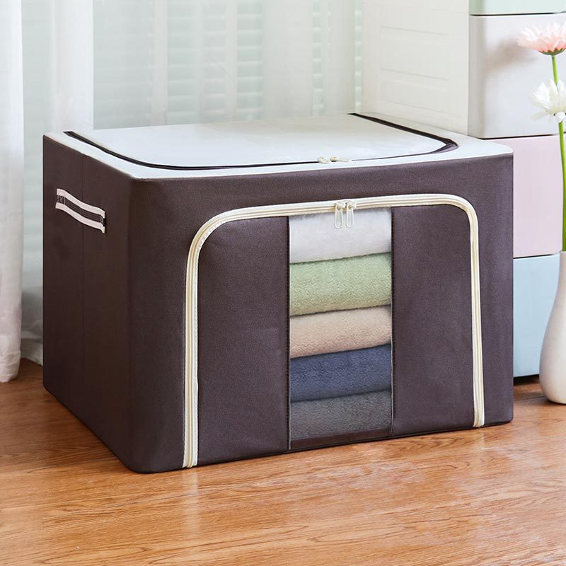 Transparent storage box Oxford cloth steel frame storage box washed quilt clothes large foldable storage box