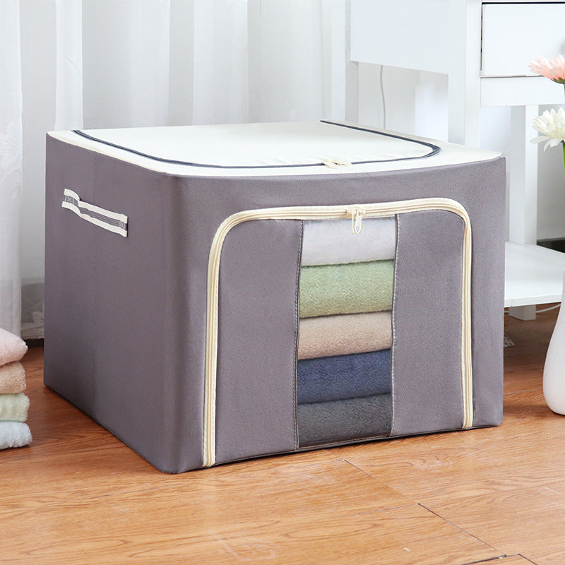 Transparent storage box Oxford cloth steel frame storage box washed quilt clothes large foldable storage box