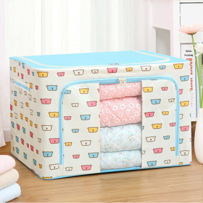 Transparent storage box Oxford cloth steel frame storage box washed quilt clothes large foldable storage box