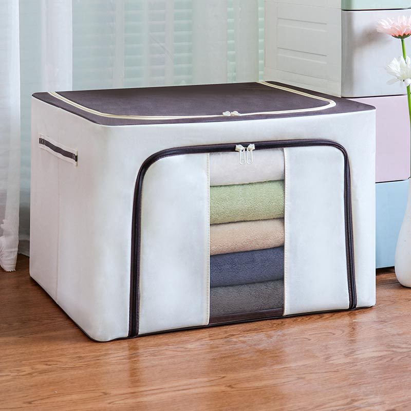 Transparent storage box Oxford cloth steel frame storage box washed quilt clothes large foldable storage box