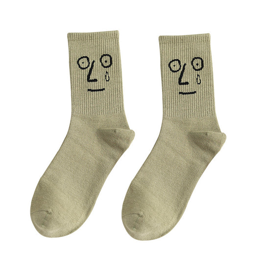 New cartoon middle tube socks for women funny cotton women's socks Korean style college trend socks