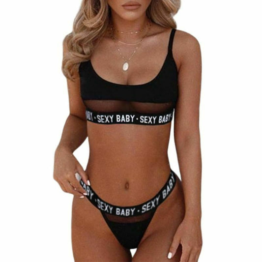 New style sexy underwear sexy hollow letter three-point women's split underwear