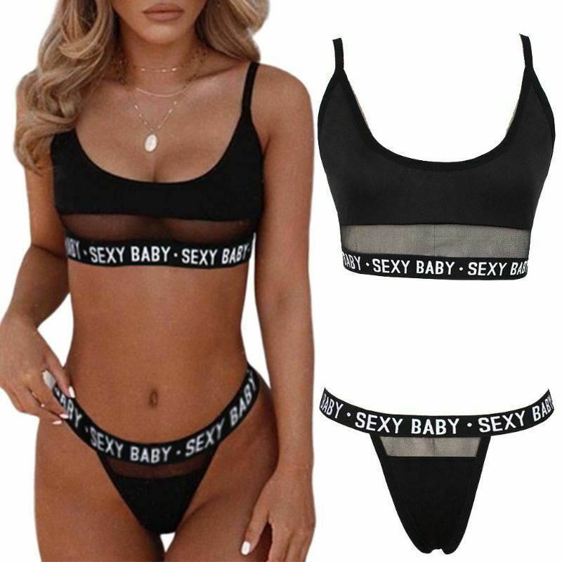 New style sexy underwear sexy hollow letter three-point women's split underwear