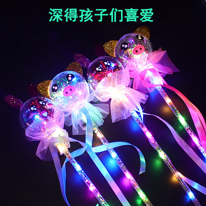 Pig flashing stick, five-pointed star, love stick, led light stick, glowing Christmas gift, toy stall