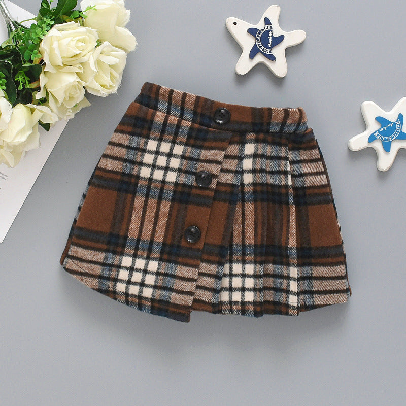 Children's new style baby girl's irregular stitching plaid skirt college style pleated skirt