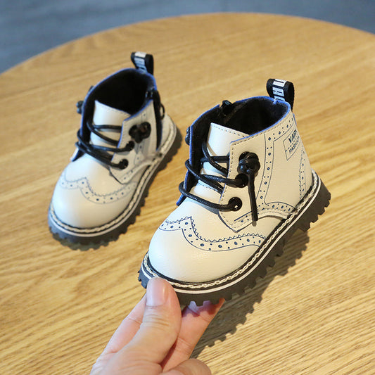 Autumn baby 0-2 child high top short boots soft bottom non-slip shoes