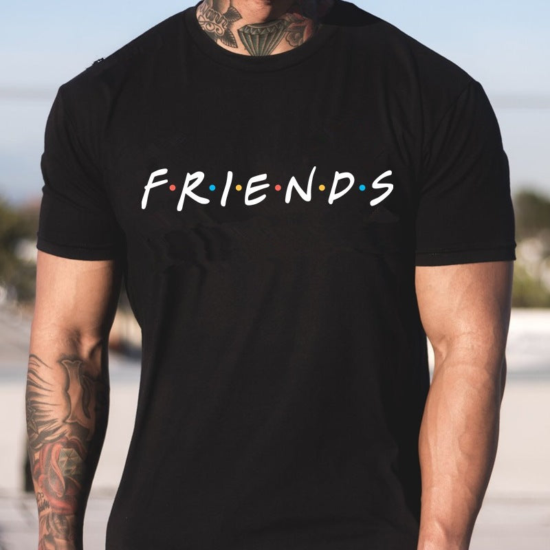 European and American fashion creative letters FRIENDS men's loose casual short-sleeved