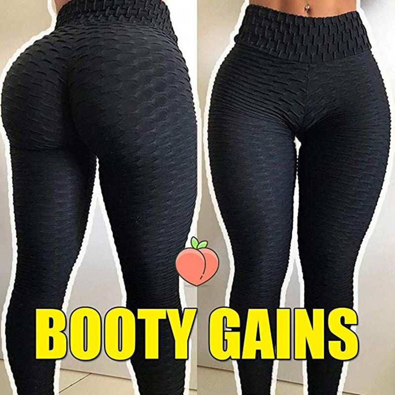 High waist peach hip yoga pants jacquard bubble high elastic tights fashion buttocks fitness sports leggings