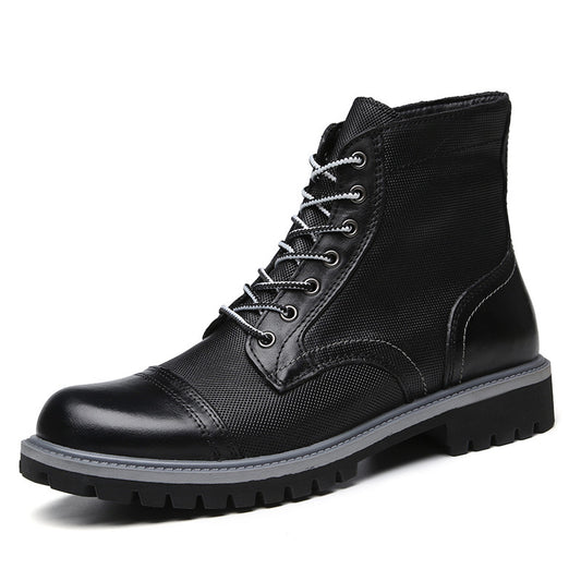 European and American high-top leather boots retro leather tooling desert boots