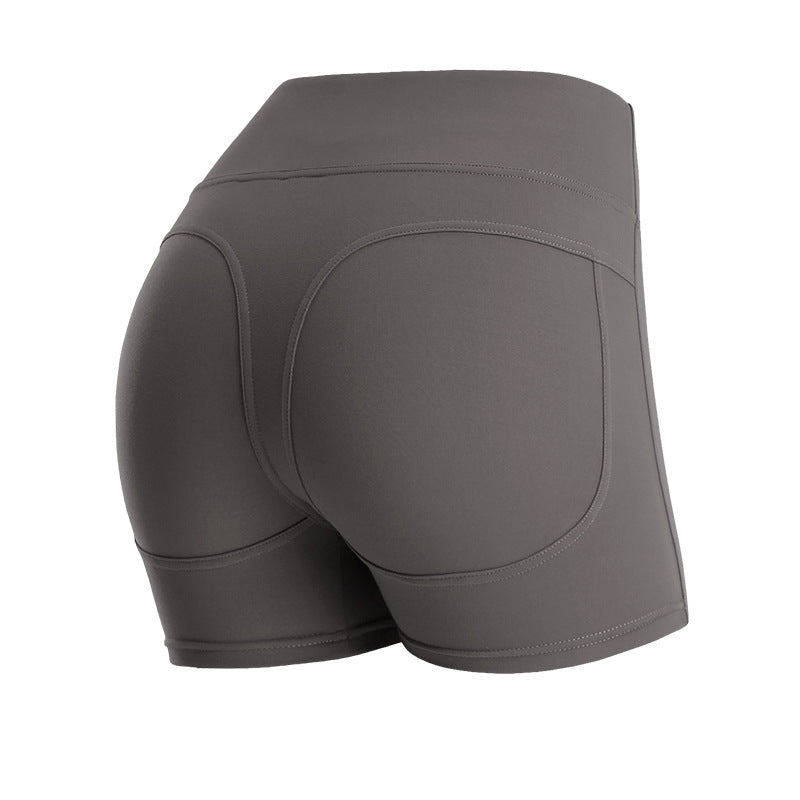 Hlulu same paragraph five-point sports side pockets hip hip tight elastic quick-drying running high waist yoga shorts