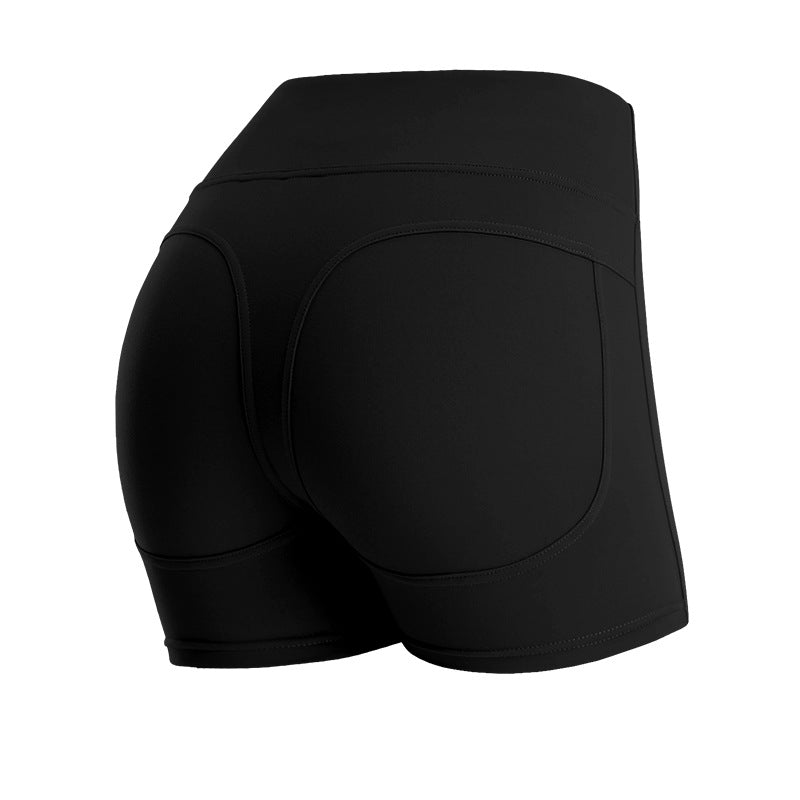 Hlulu same paragraph five-point sports side pockets hip hip tight elastic quick-drying running high waist yoga shorts