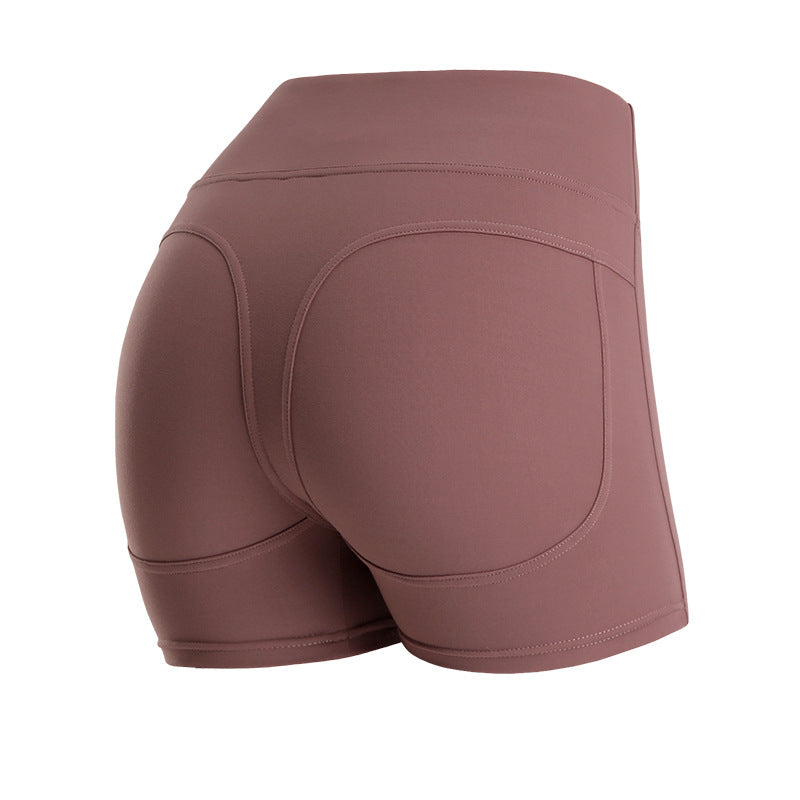 Hlulu same paragraph five-point sports side pockets hip hip tight elastic quick-drying running high waist yoga shorts